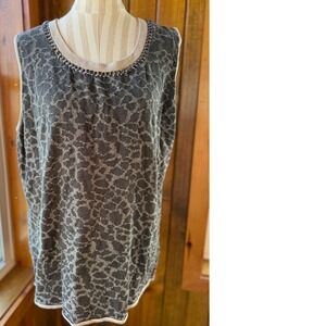 JONES NEW YORK COLLECTION Womans Sleeveless Knit Top Animal Print Chain  2X